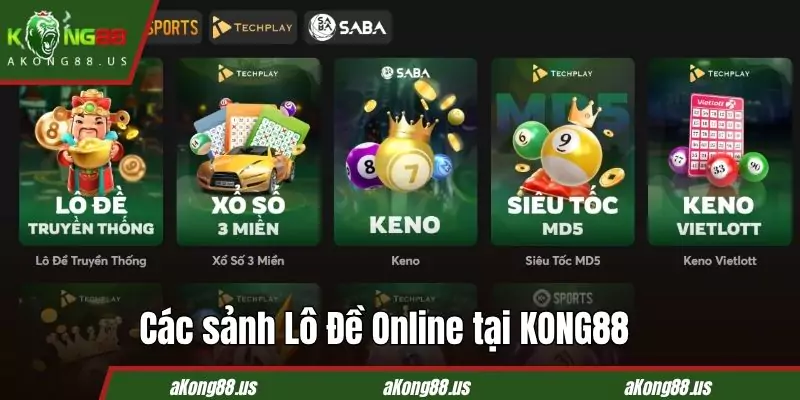 Các sảnh số đề danh tiếng có mặt tại KONG88